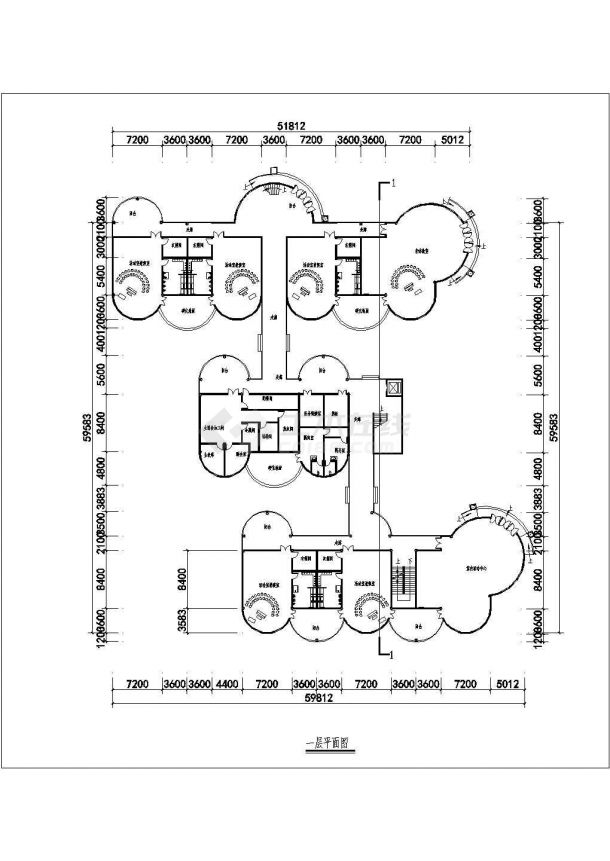 某地3层幼儿园建筑方案施工图-图一