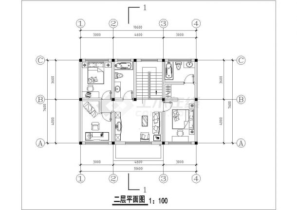 某地区两层小型别墅建筑设计施工图-图二