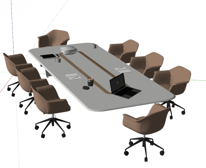 现代会议桌椅su模型_图1