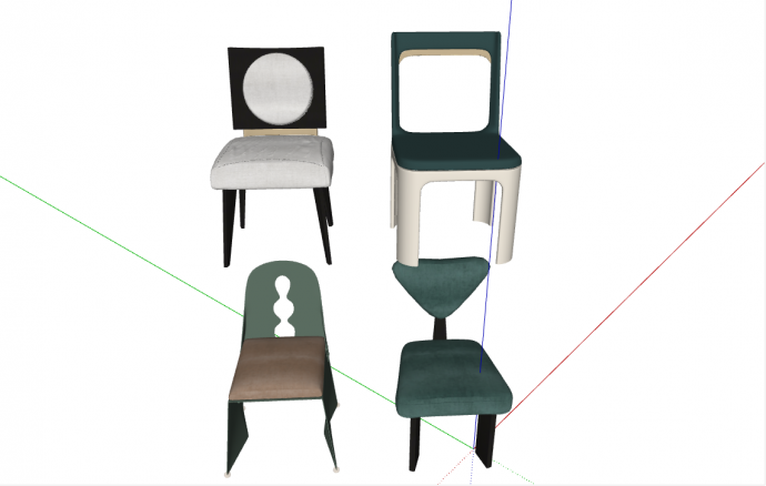 欧式古典化妆椅休闲椅su模型_图1