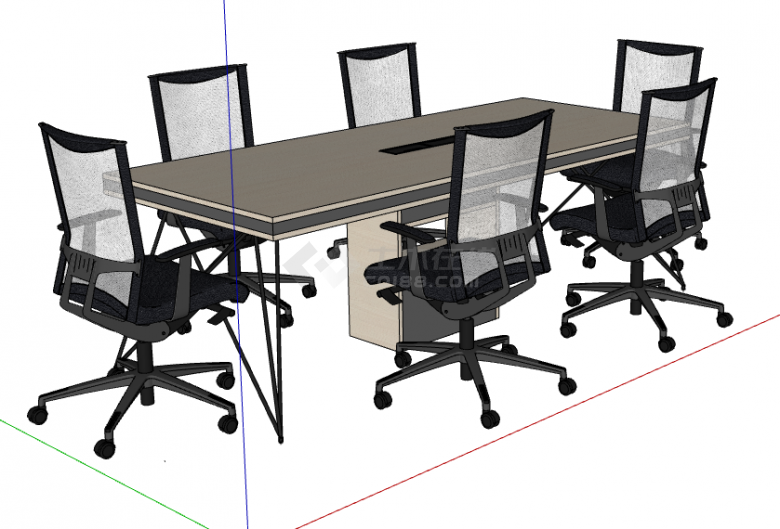 精致舒适简约办公桌会议桌 su模型-图二