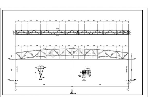 农贸市场钢桁架结构设计施工图-图一