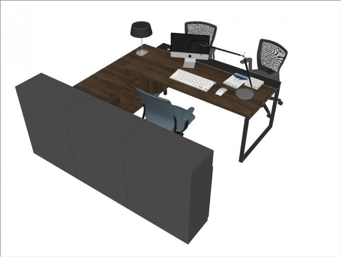 现代简约老板桌办公室桌子su模型_图1