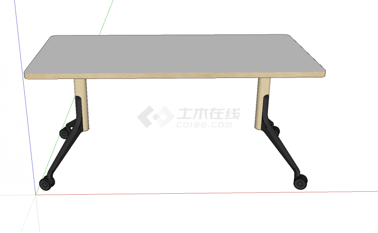可滑动拆卸的方形办公桌su模型-图一