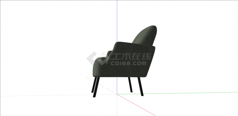 布制中式风格休闲椅su模型-图二