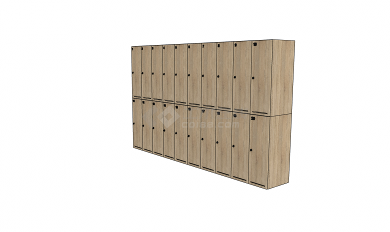 现代原木双层分割式储物柜su模型-图二