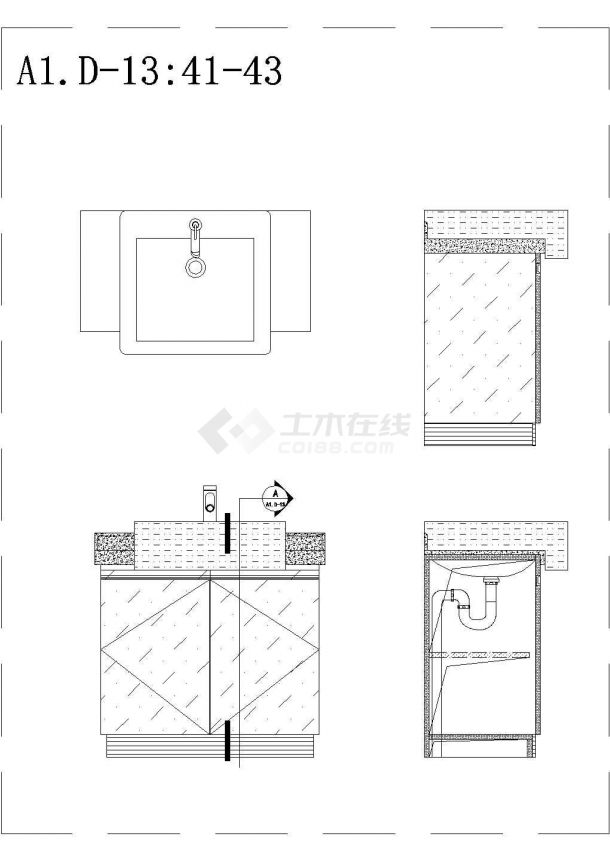 【浙江】现代简约小户型一居室室内装修施工图-图二