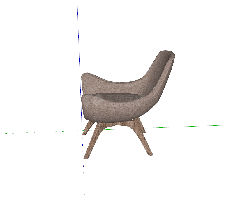 一个棕色的木制椅子su模型-图二