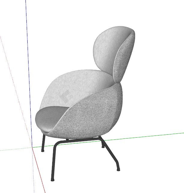 一个银色的木质休闲椅su模型-图二