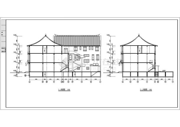 老北京两层四合院建筑设计图纸-图一