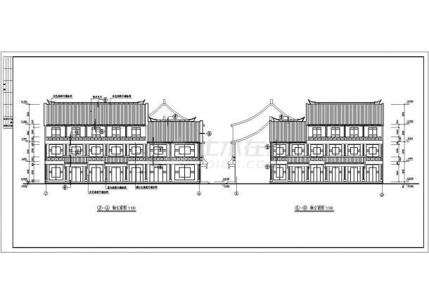 老北京两层四合院建筑设计图纸-图二
