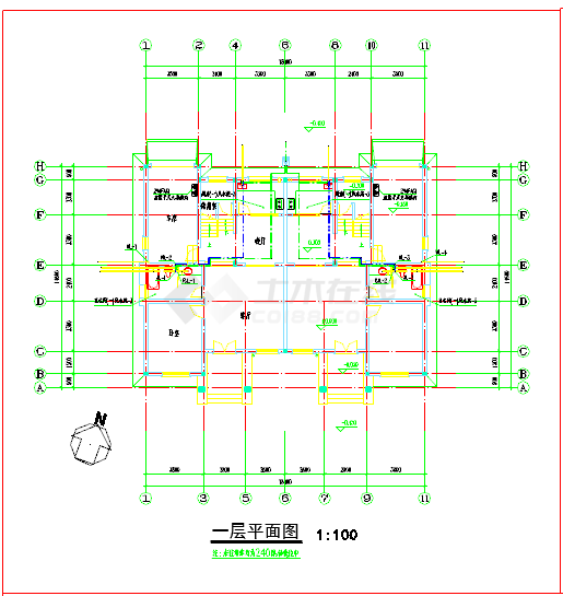 某单体别墅给排水电气设计cad施工图-图一