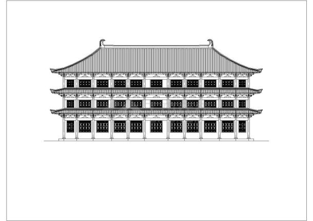 三层仿唐综合佛楼建筑施工图纸-图一