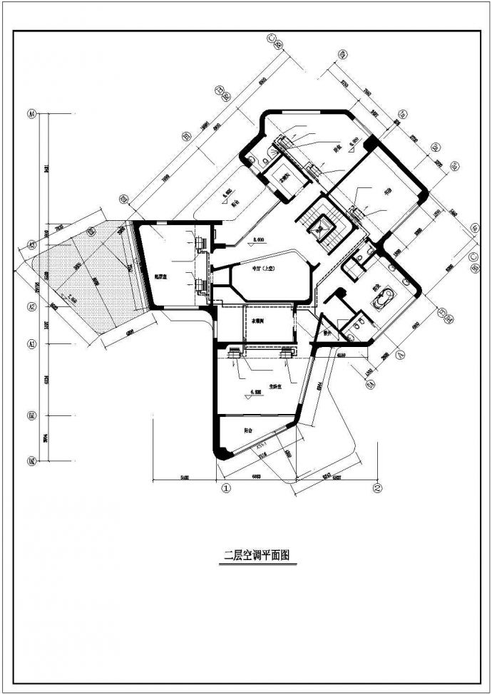 【湖南】某别墅空调系统平面设计图_图1