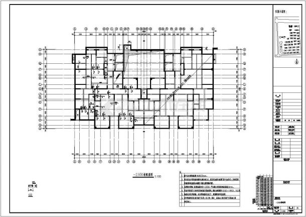 15层剪力墙结构住宅楼结构施工图（CFG桩复合地基筏板基础）-图一
