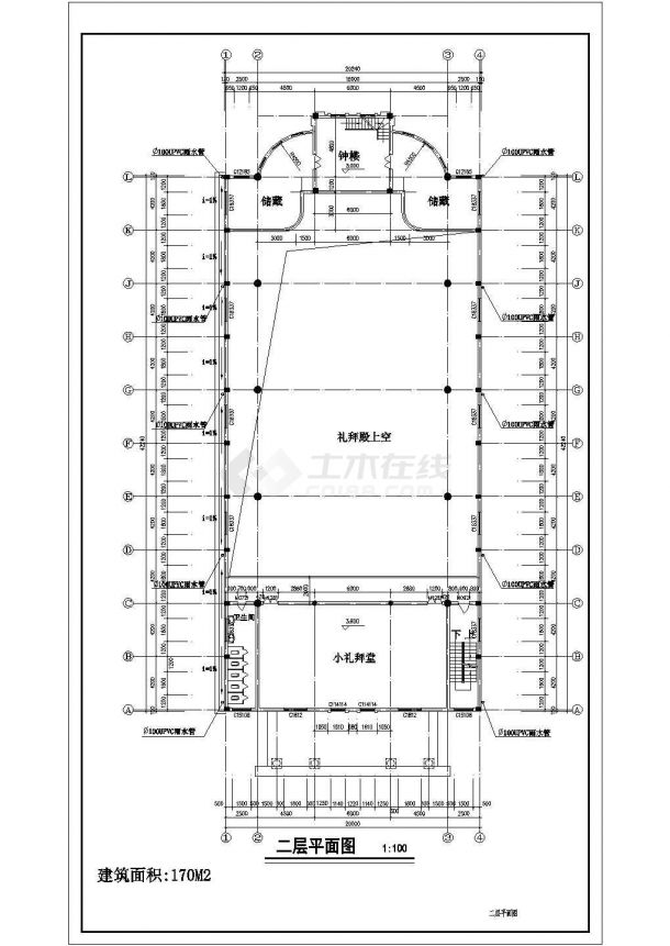 某县欧式建筑基督教堂建筑施工CAD图-图二