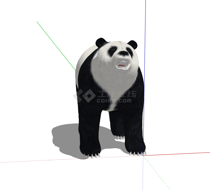 昂首挺胸黑白的熊猫 su模型-图二