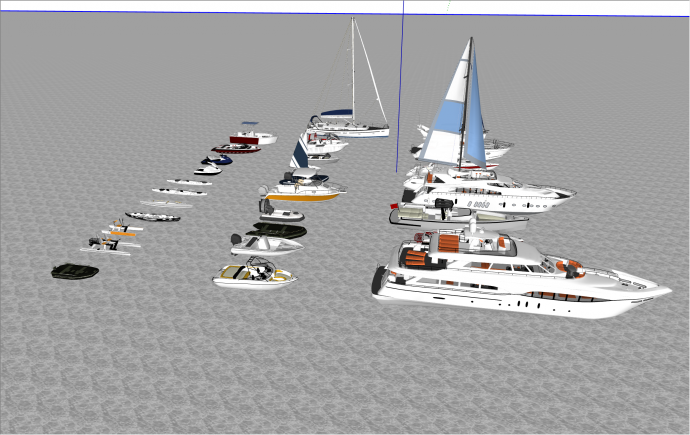 多种各色各样现代游艇 游艇轮船帆船橡皮艇su模型_图1