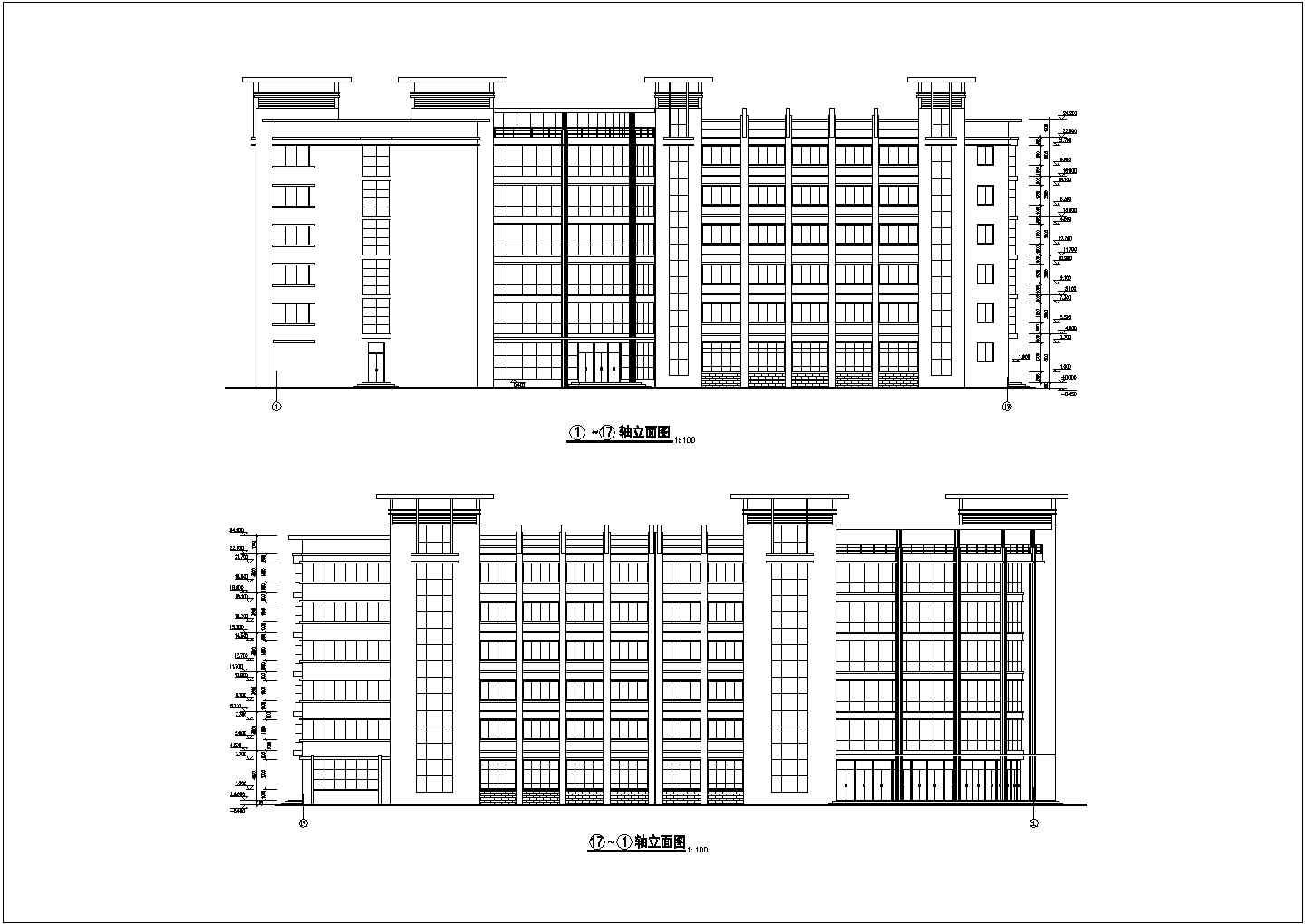 6层办公楼全套建筑、结构设计施工图纸（附效果图）