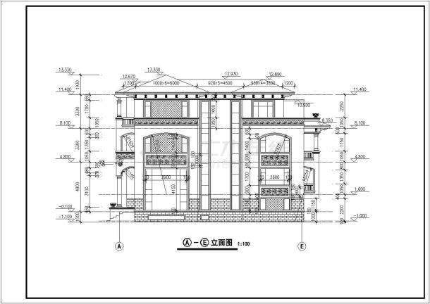 某地三层框架欧式小别墅建筑施工图-图二