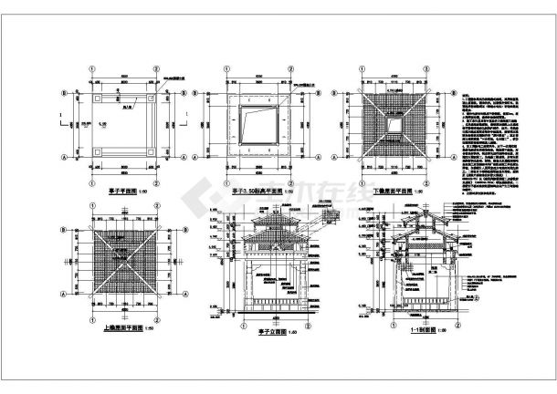 某四角藏式景观亭设计CAD图与JPG效果图-图二