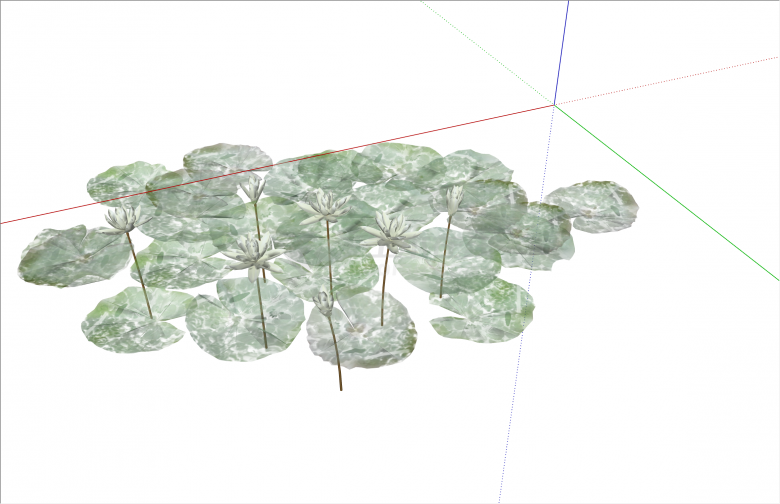淡雅白色荷花荷叶睡莲su模型 -图二