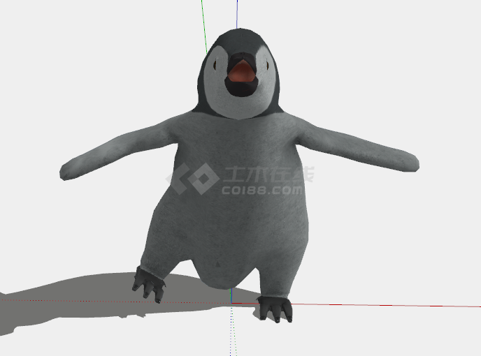 现代站立张嘴小企鹅su模型-图二
