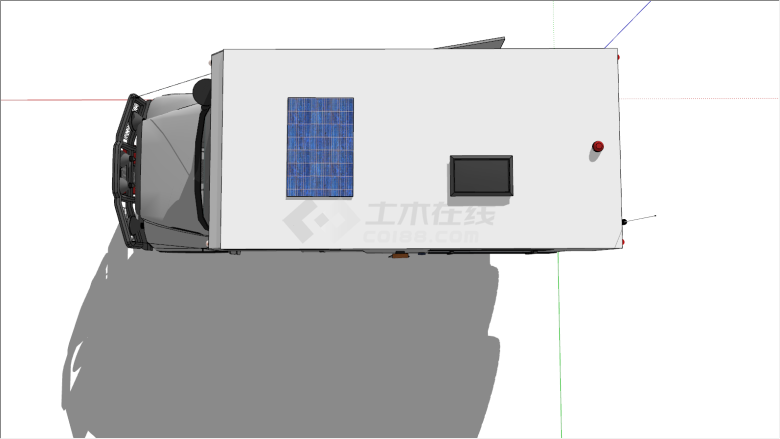 太阳能板木门灰色房车su模型-图二