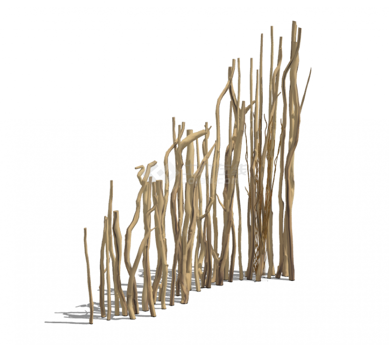 由高到底的干竹木隔断su模型-图二