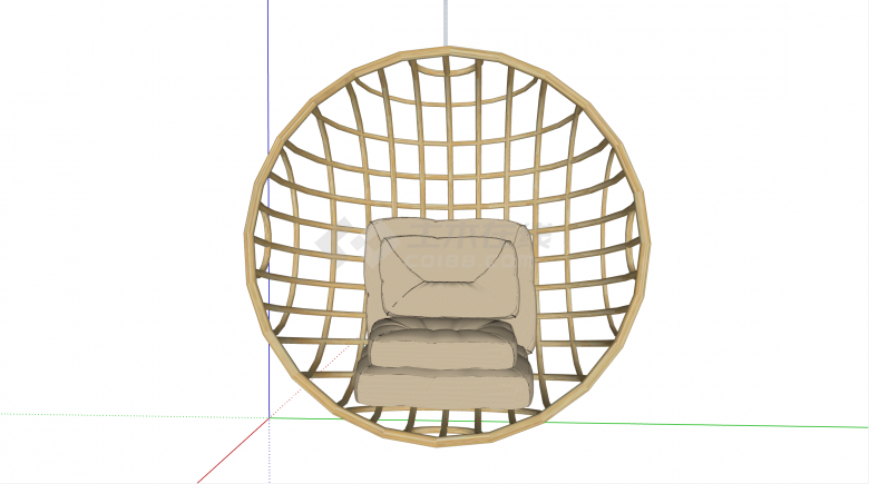 现代圆形家具柔软吊椅su模型-图二
