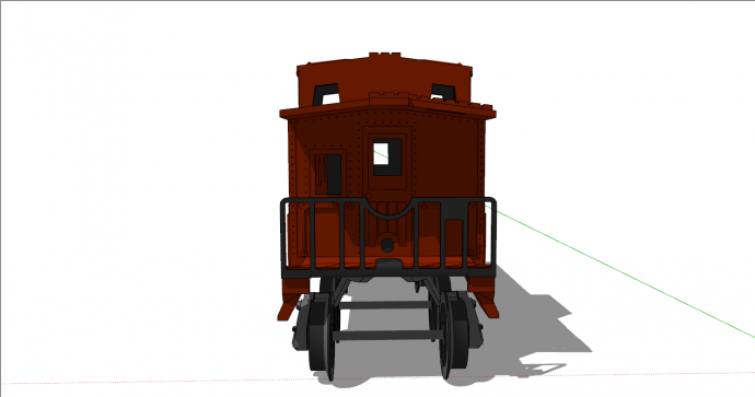 红色小型火车厢su模型_图1