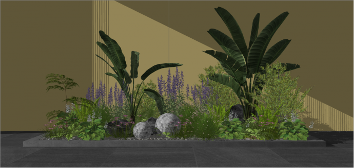 紫粉色花境植物配置 su模型_图1
