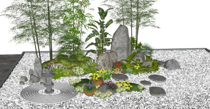公园植物组合SU模型_图1