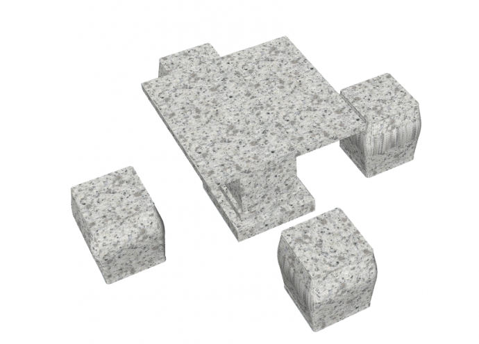 灰色方形石桌石凳su模型_图1