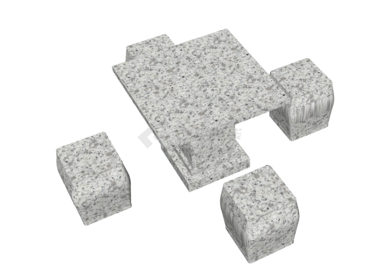 正方形板正灰色石桌石凳su模型-图二