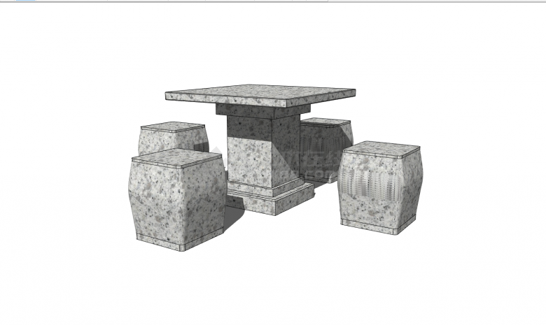 典型中式石桌石凳su模型-图二