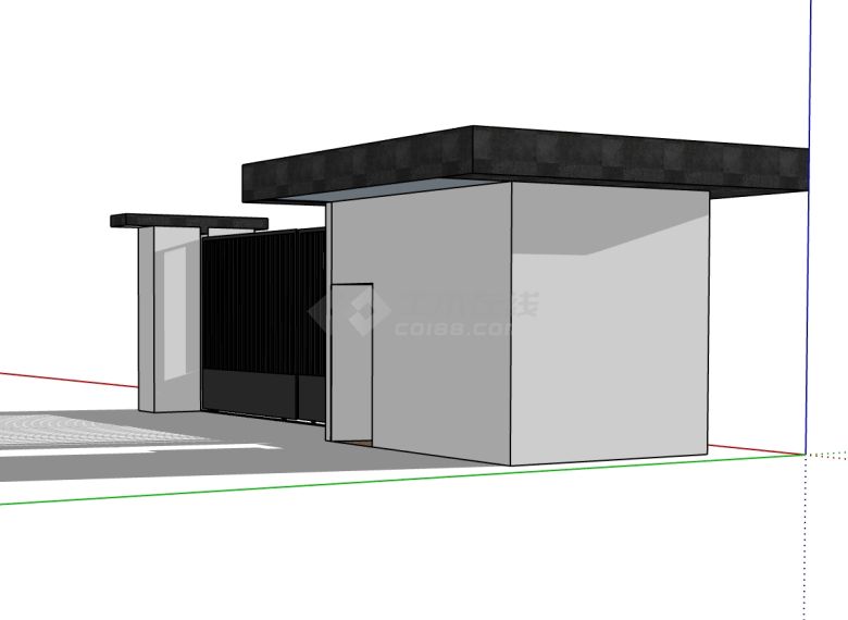 简欧大铁门现代大门入口SU模型-图二
