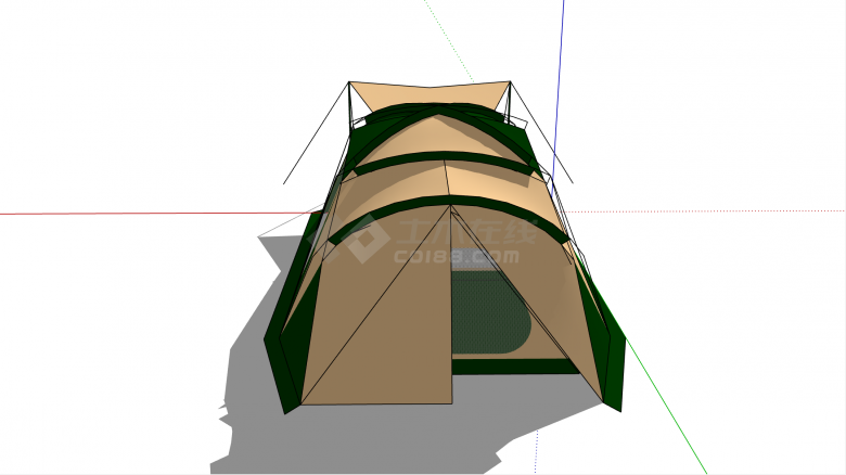 现代绿色露营专用帐篷su模型-图二