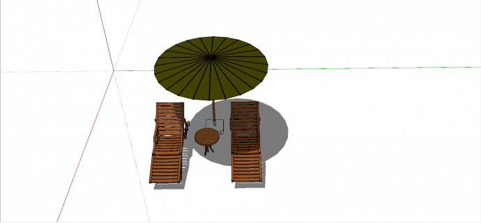 户外双人可调节靠被大小式躺椅外加遮阳伞su模型_图1