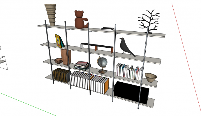 现代客厅用大空间精品书架书柜su模型_图1