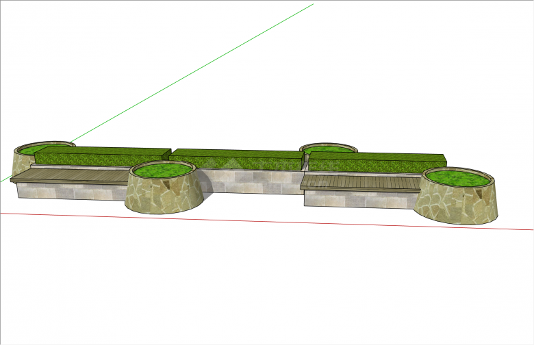 创意石砌现代风格方形树池su模型-图二