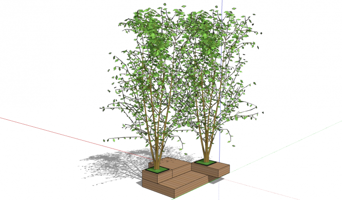 木制连接底座植物景观su模型_图1