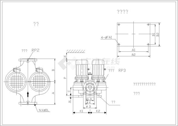 常用水泵外形CAD参考图-图一