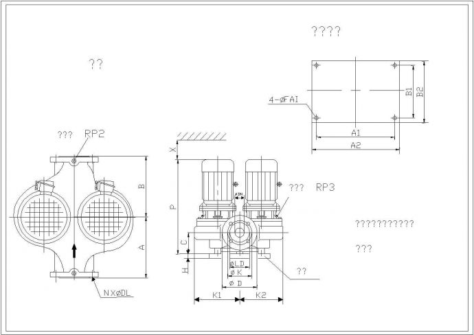 常用水泵外形CAD参考图_图1