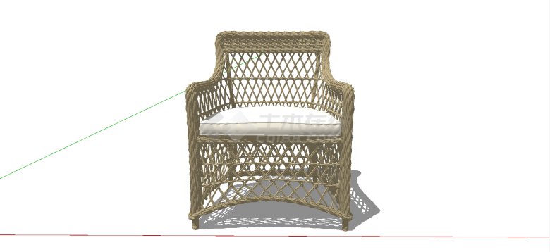 多功能复合藤条材质座椅su模型-图二