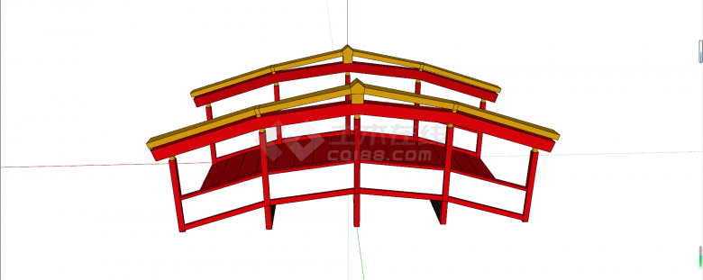 新中式抛物线下承式拱桥su模型-图一