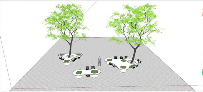 现代公园创意异形树池座椅su模型_图1