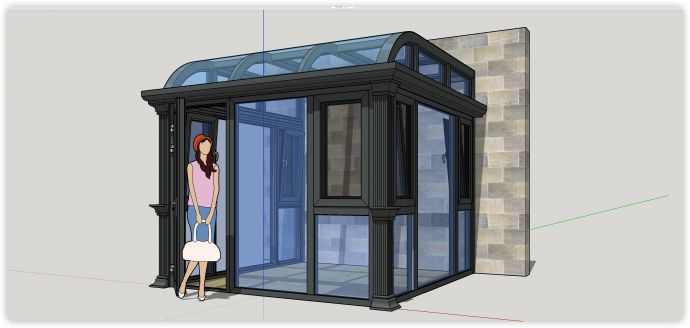 三面玻璃透明现代阳光房su模型_图1