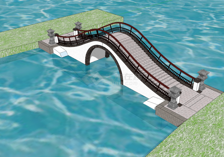户外公园设施景观拱桥su模型-图二