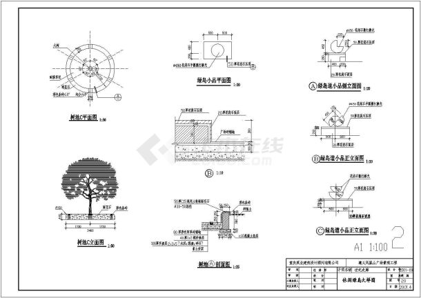 【江苏】某园林景观组合树池设计图-图二